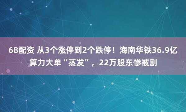 68配资 从3个涨停到2个跌停！海南华铁36.9亿算力大单“蒸发”，22万股东惨被割